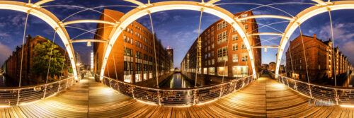 Hamburg Panorama - 360 Grad Panorama an der Speicherstadt in Hamburg bei Nacht